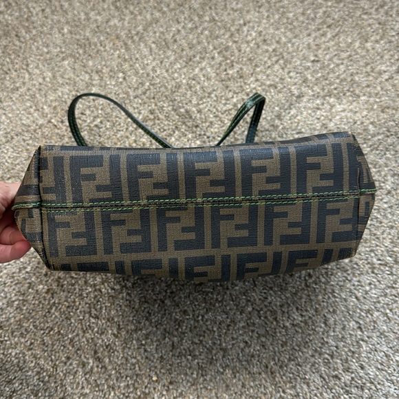 Fendi Tobacco Zucca Coated Canvas Fortune Print Roll Shopper Tote - Picture 5 of 7